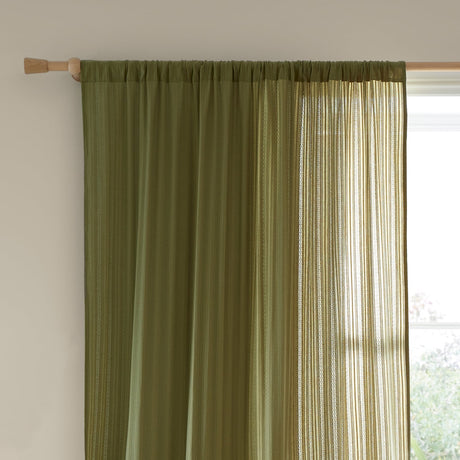 Pineapple Elephant Zofia Broderie Anglaise Voile Curtain Panel - Olive Jacquard - Zofia Broderie Anglaise Voile Olive Green