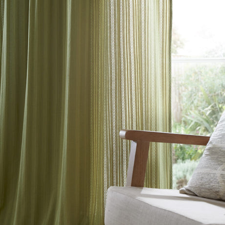 Pineapple Elephant Zofia Broderie Anglaise Voile Curtain Panel - Olive Jacquard - Zofia Broderie Anglaise Voile Olive Green