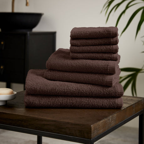 Catherine Lansfield Quick Dry Cotton 8 Piece Towel Bale - Hot Pink - Quick Dry 8 Piece Bale Chocolate