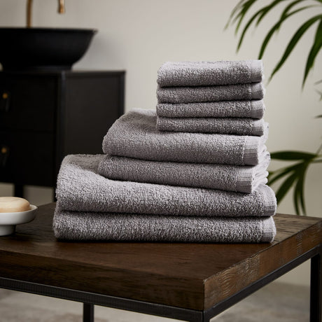 Catherine Lansfield Quick Dry Cotton 8 Piece Towel Bale - Grey