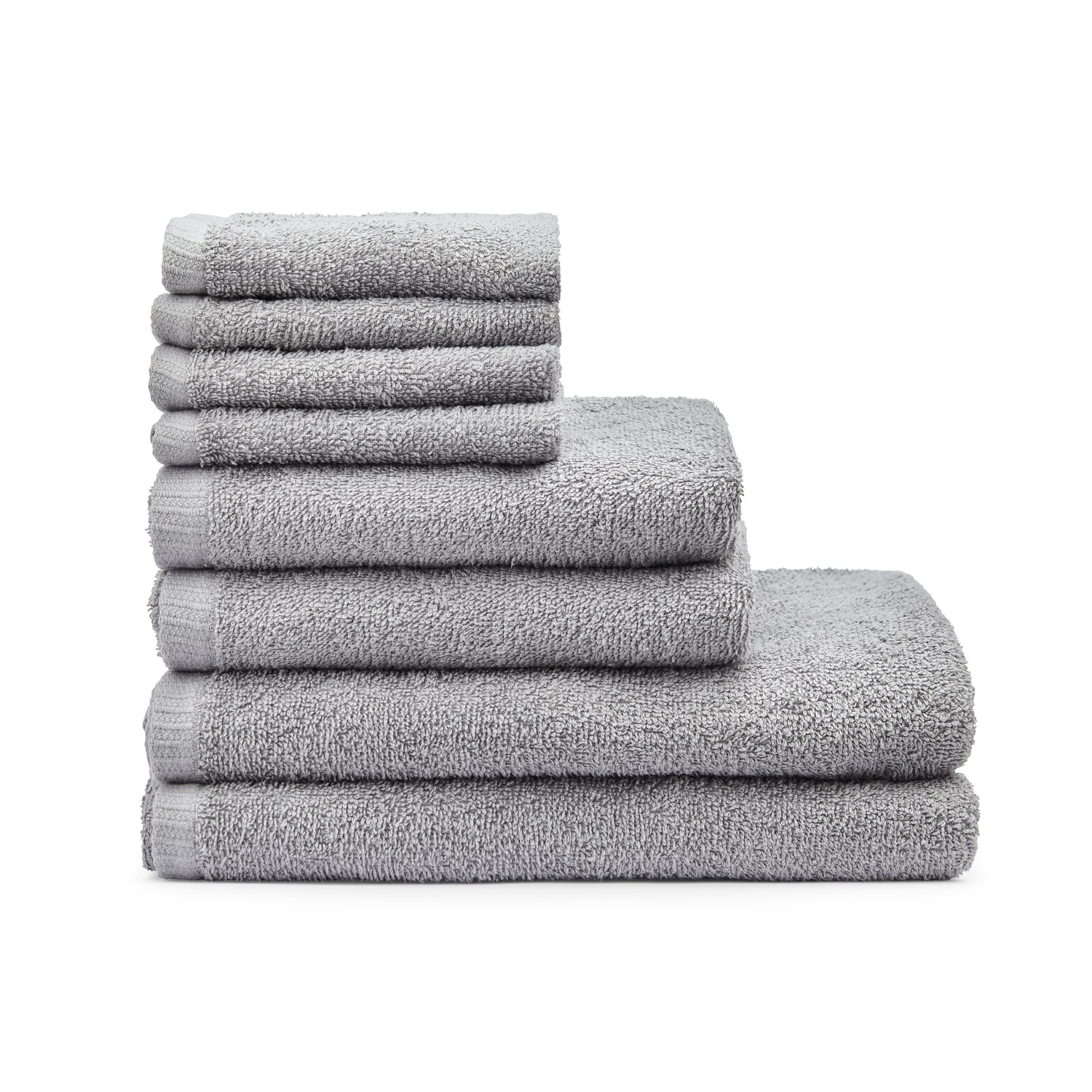 Catherine Lansfield Quick Dry Cotton 8 Piece Towel Bale - Grey - Quick Dry 8 Piece Bale Grey