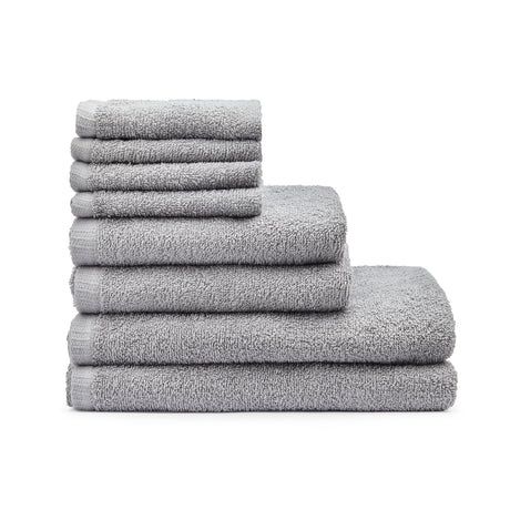 Catherine Lansfield Quick Dry Cotton 8 Piece Towel Bale - Grey - Quick Dry 8 Piece Bale Grey