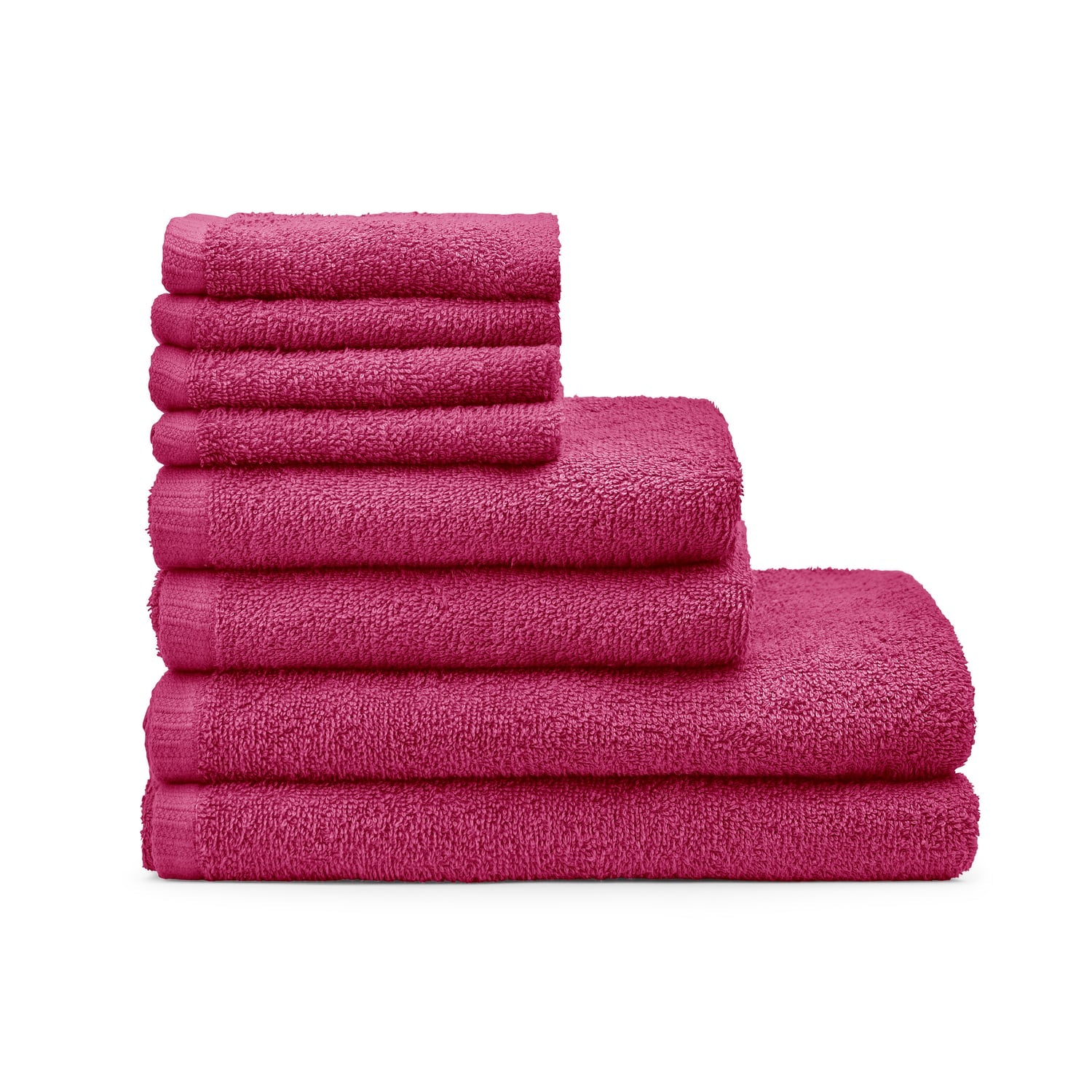 Catherine Lansfield Quick Dry 400gsm Cotton Towel - Hot Pink - Quick Dry 8 Piece Bale Hot Pink