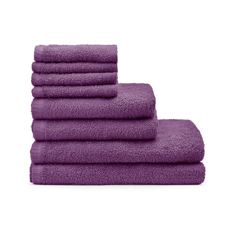 Catherine Lansfield Quick Dry 400gsm Cotton Towel - Plum - Quick Dry 8 Piece Bale Plum