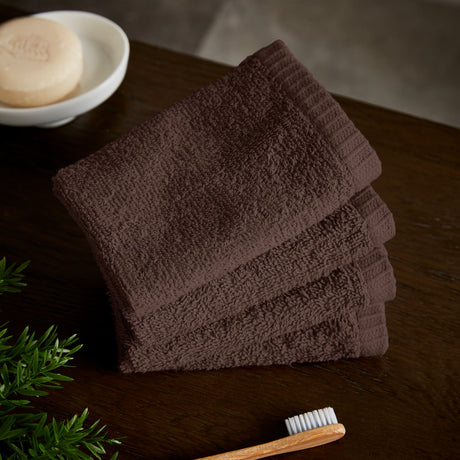 Catherine Lansfield Quick Dry Cotton Face Cloths 4 Pack 30x30cm - Pink - Quick Dry Face Cloth 4 Pk Chocolate