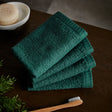Catherine Lansfield Quick Dry Cotton Face Cloths 4 Pack 30x30cm - Forest Green - Quick Dry Face Cloth 4 Pk Green