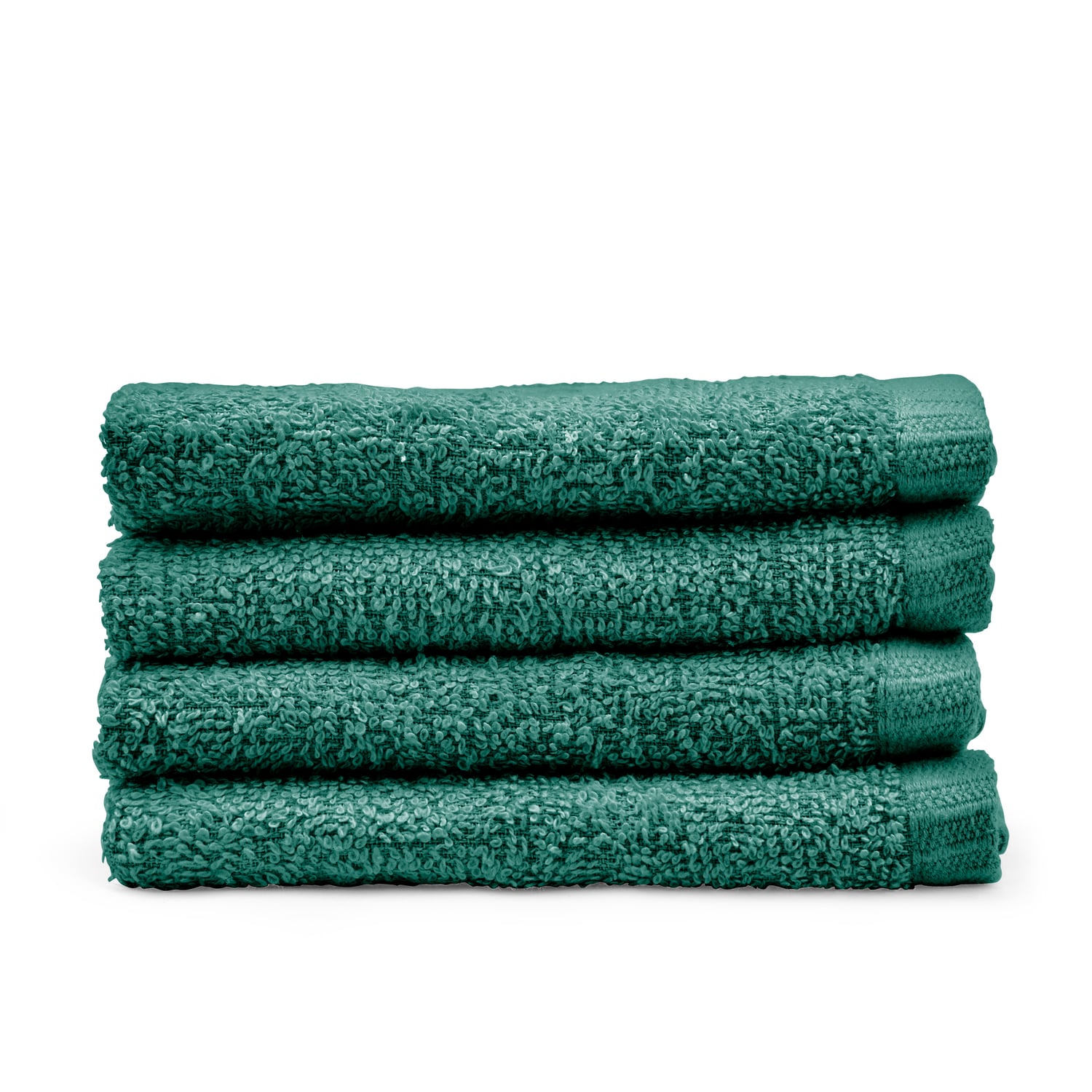 Catherine Lansfield Quick Dry Cotton Face Cloths 4 Pack 30x30cm - Forest Green - Quick Dry Face Cloth 4 Pk Green