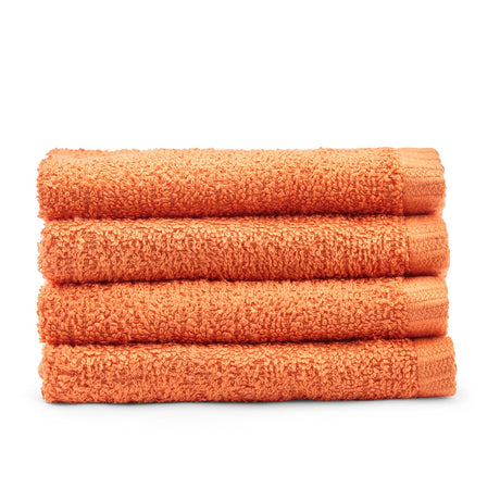 Catherine Lansfield Quick Dry Cotton Face Cloths 4 Pack 30x30cm - Orange - Quick Dry Face Cloth 4 Pk Orange