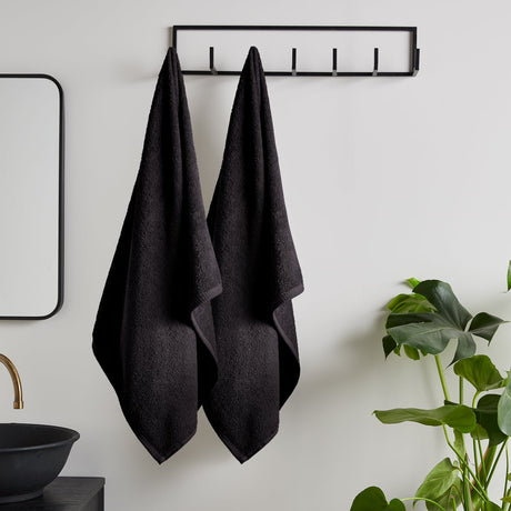 Catherine Lansfield Quick Dry Cotton 8 Piece Towel Bale - Black - Quick Dry Sheet Pair Bale Black