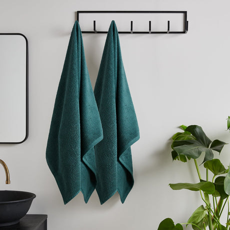 Catherine Lansfield Quick Dry 400gsm 2 Piece Bath Sheet Towel Bale - Forest Green - Quick Dry Sheet Pair Green