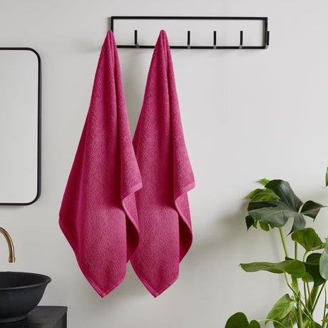Catherine Lansfield Quick Dry 400gsm 2 Piece Bath Sheet Towel Bale - Hot Pink - Quick Dry Sheet Pair Hot Pink