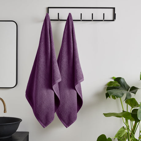 Catherine Lansfield Quick Dry 400gsm 2 Piece Bath Sheet Towel Bale - Plum - Quick Dry Sheet Pair Plum