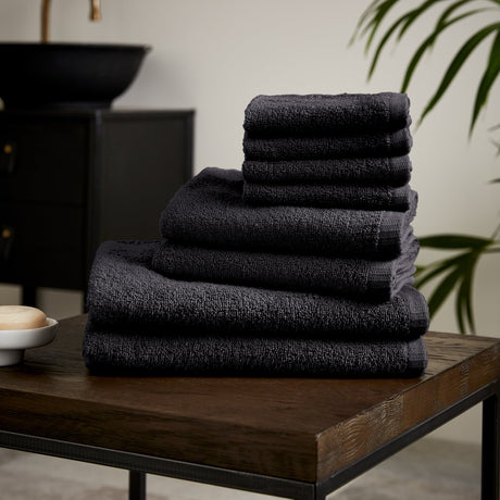 Catherine Lansfield Quick Dry 400gsm 2 Piece Bath Sheet Towel Bale - Black - Quick Dry Towels Black 8 Piece Bale