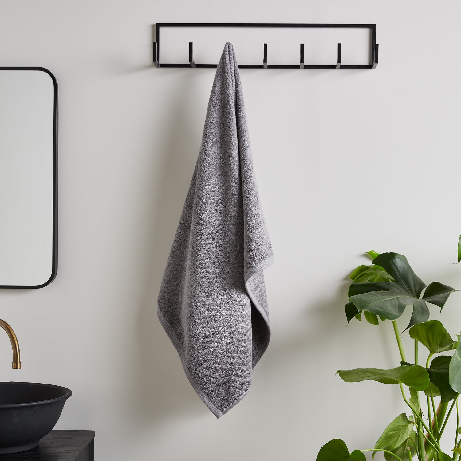 Catherine Lansfield Quick Dry Cotton Face Cloths 4 Pack 30x30cm - Grey - Quick Dry Towel Grey