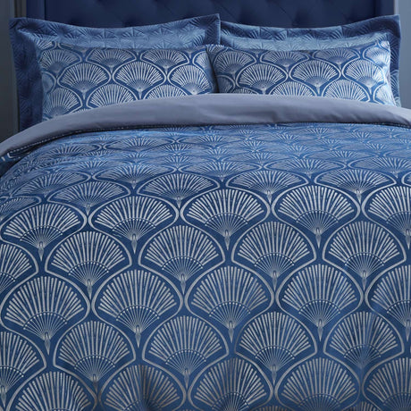 Catherine Lansfield Art Deco Pearl Duvet Cover Set - Art Deco Pearl Navy Duvet Set