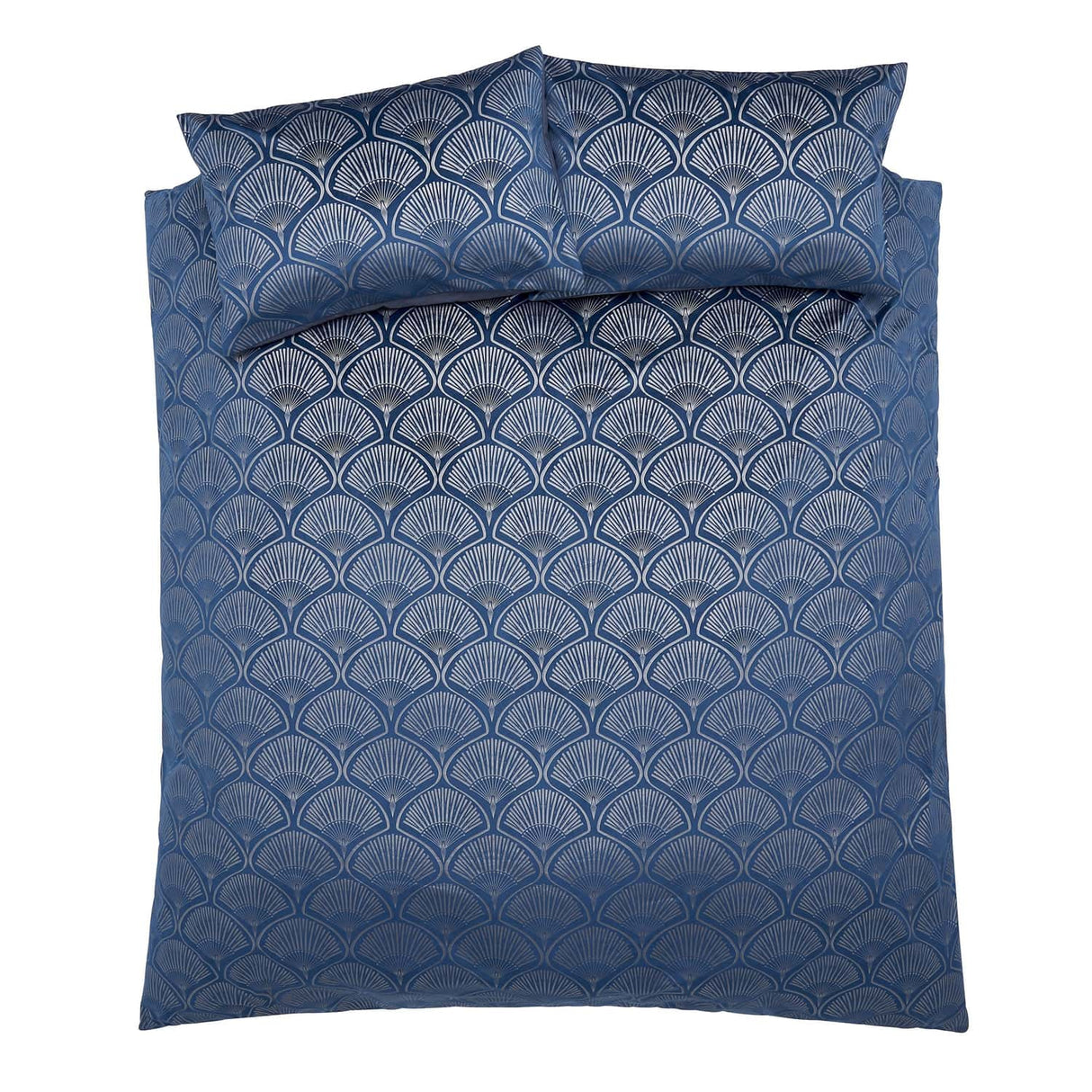 Catherine Lansfield Art Deco Pearl Duvet Cover Set - Art Deco Pearl Navy Duvet Set