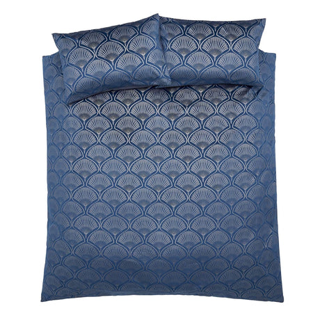 Catherine Lansfield Art Deco Pearl Duvet Cover Set - Art Deco Pearl Navy Duvet Set