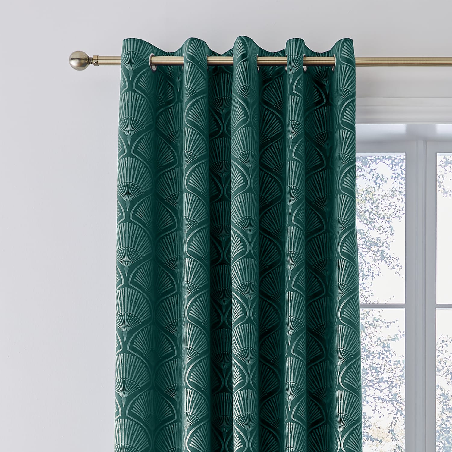 Catherine Lansfield Ombre Texture Teal Eyelet Curtains - Teal Thermal Polycotton