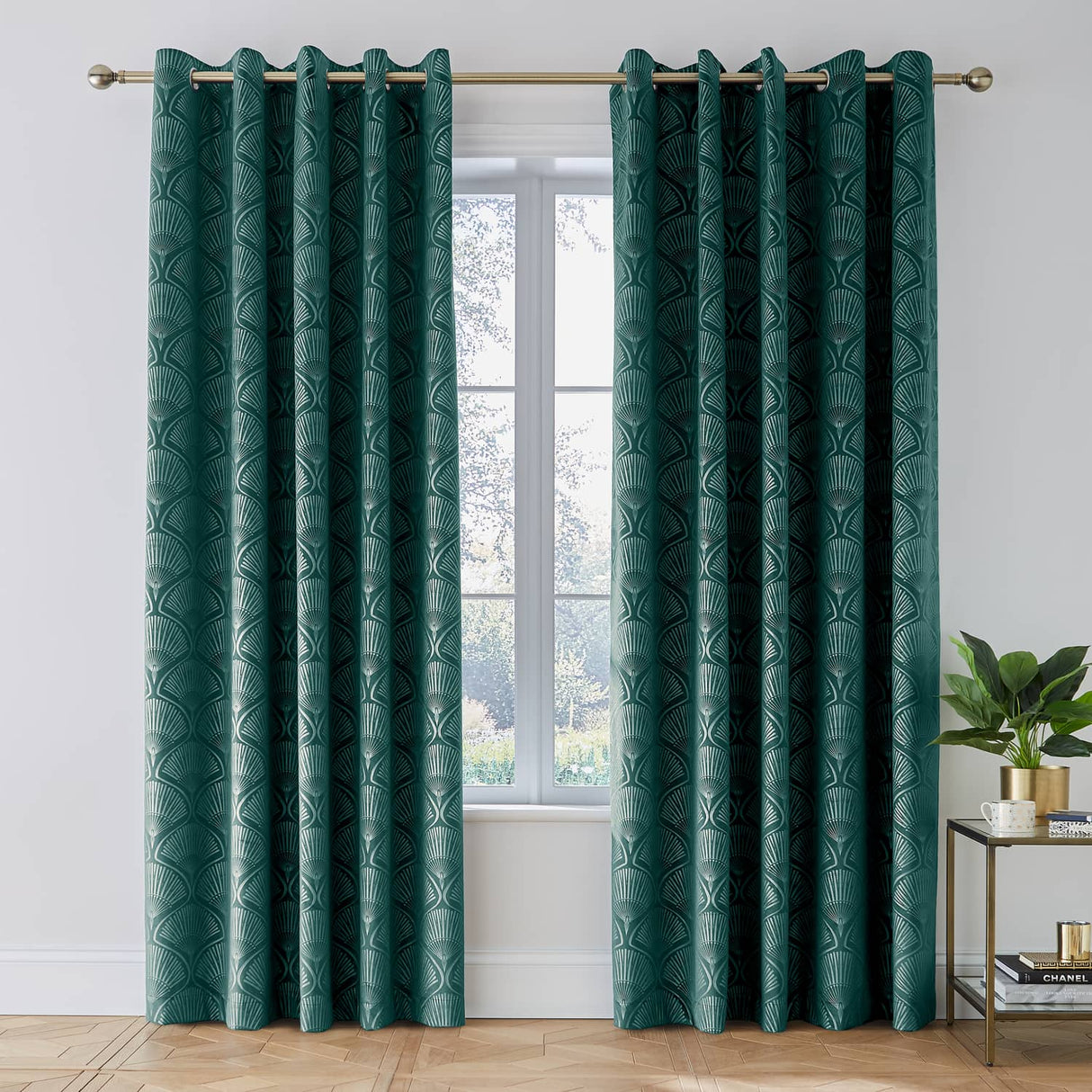 Catherine Lansfield Ombre Texture Teal Eyelet Curtains - Natural Thermal Polycotton - Art Deco Pearl Teal Curtains