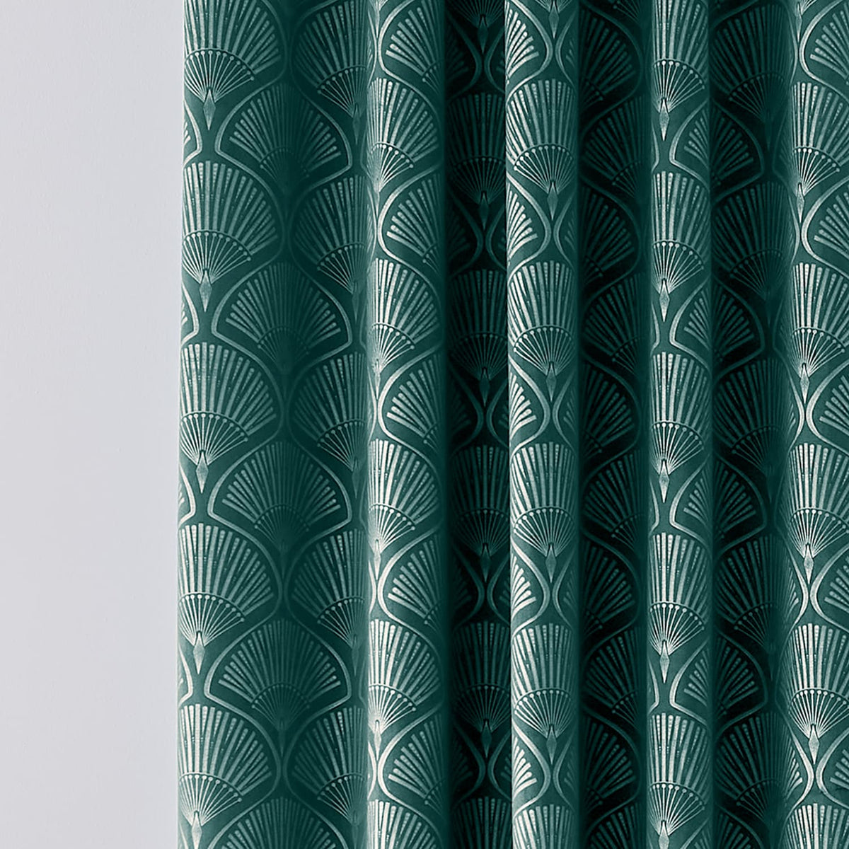 Catherine Lansfield Art Deco Pearl Eyelet Curtains - Teal Light Filtering Polycotton - Art Deco Pearl Teal Curtains