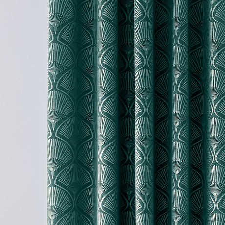 Catherine Lansfield Art Deco Pearl Eyelet Curtains - Teal Light Filtering Polycotton - Art Deco Pearl Teal Curtains