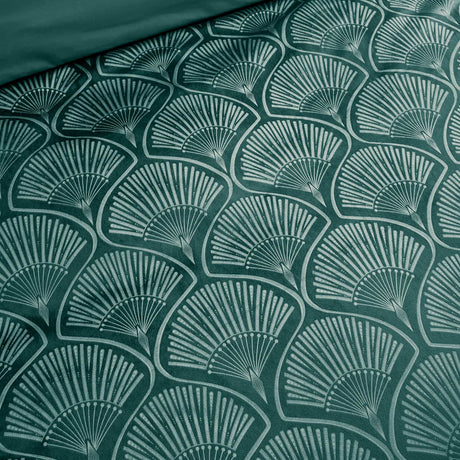 Catherine Lansfield Art Deco Pearl Geometric Duvet Cover Set - Teal - Art Deco Pearl Teal Duvet Set