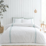 Bianca Embroidery Leaf Cotton Duvet Cover Set - Green