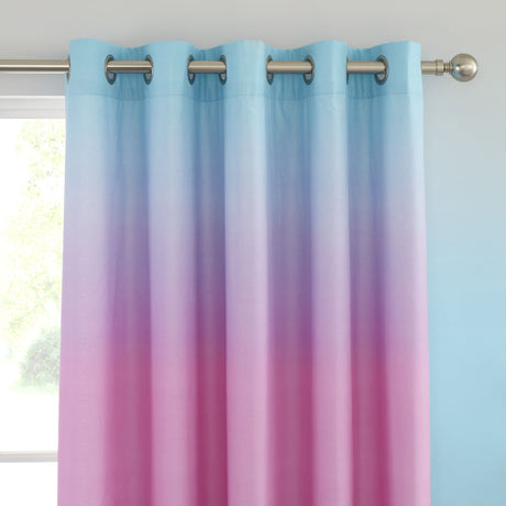 Catherine Lansfield Ombre Rainbow Clouds Kids Eyelet Curtains Polycotton