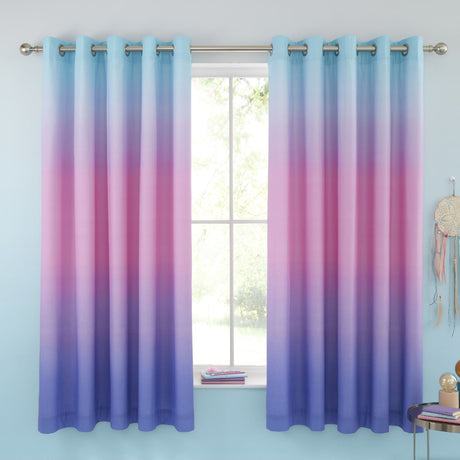 Catherine Lansfield Ombre Rainbow Clouds Kids Eyelet Curtains Polycotton - Ombre Rainbow Clouds Curtains