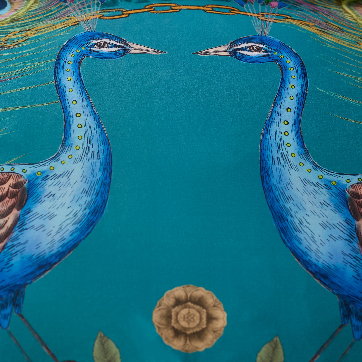 Matthew Williamson Xanadu Peacock 200 Thread Count Cotton Duvet Cover Set - Teal Green - Xanadu Peacock Teal Duvet Set