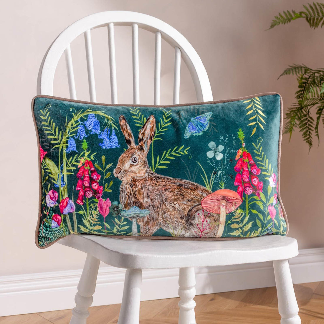 Willow Rabbit Velvet Cushion Cover 30cm x 50cm