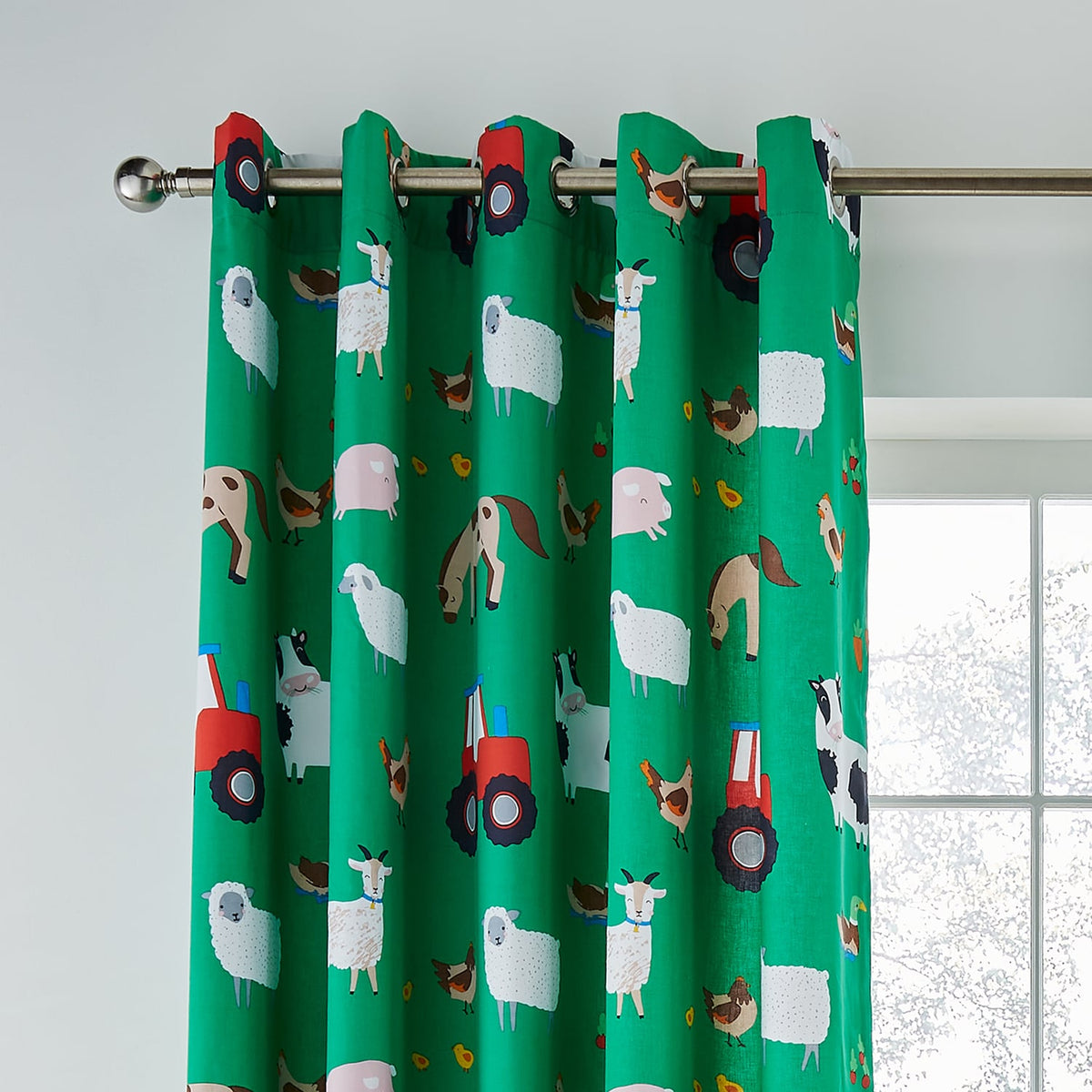 Catherine Lansfield FarmAnimals Kids Eyelet Curtains Polycotton