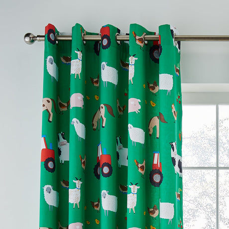 Catherine Lansfield FarmAnimals Kids Eyelet Curtains Polycotton