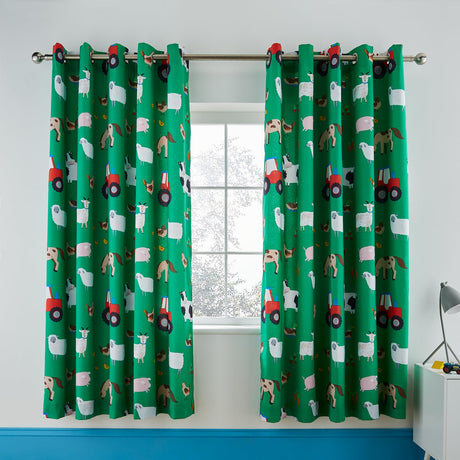 Catherine Lansfield FarmAnimals Kids Eyelet Curtains Polycotton - Farmyard Animals Curtains