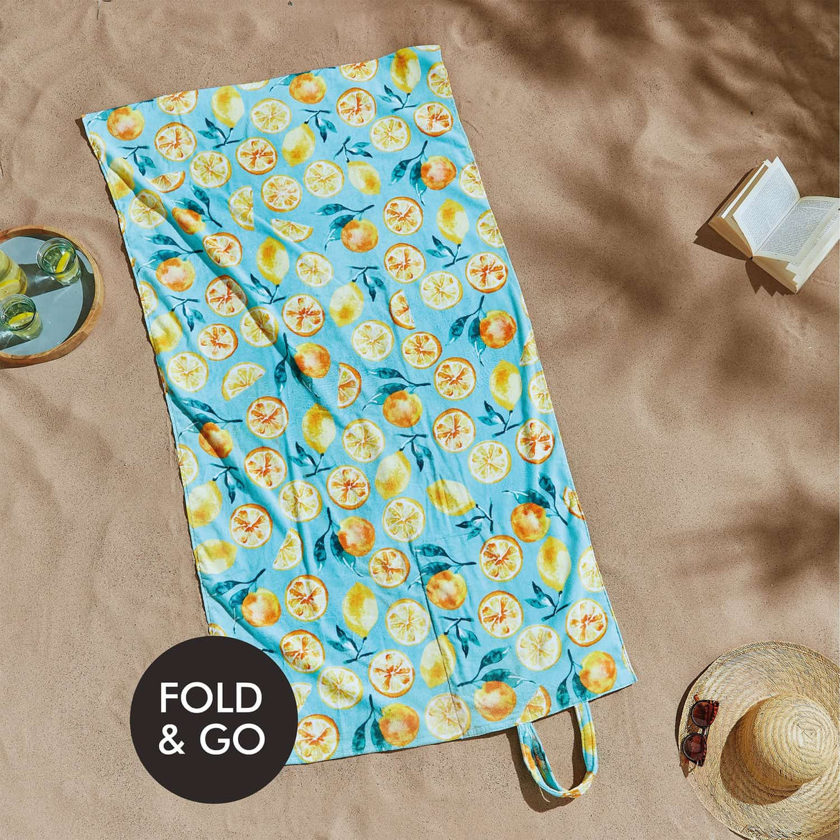 Catherine Lansfield Summer Fruits Beach Towel in a Bag