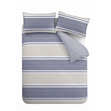 Catherine Lansfield Textured Banded Stripe Duvet Cover Set - Textured Banded Stripe Duvet Set Blue