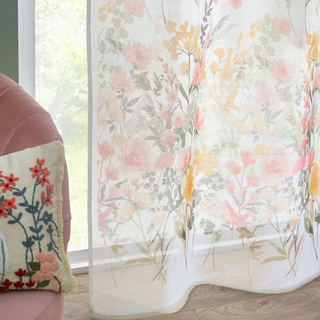 Catherine Lansfield Countryside Floral Slot Top Voile Curtain Panel 3