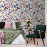 Catherine Lansfield Countryside Floral Blue Wallpaper - Countryside Floral Pink Blue Wallpaper