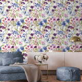 Catherine Lansfield Countryside Floral Blue Wallpaper - Countryside Floral Pink Blue Wallpaper
