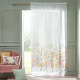 Catherine Lansfield Countryside Floral Slot Top Voile Curtain Panel - White - Countryside Floral Voile
