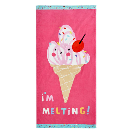 Catherine Lansfield Cotton Beach Towel 76cm x 160cm - I'M Melting Beach Towel