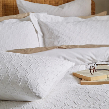 Bianca Waffle Circle 180 Thread Count 100% Cotton Duvet Cover Set - White image 3