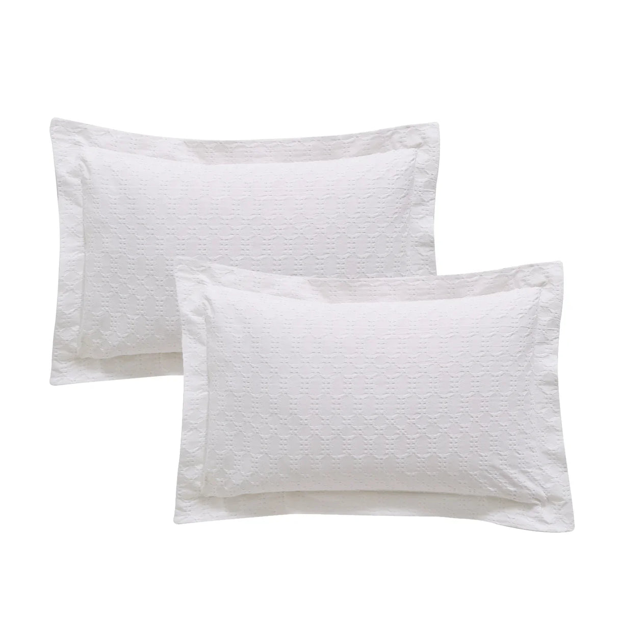Bianca Waffle Circle 180 Thread Count 100% Cotton Duvet Cover Set - White image 8