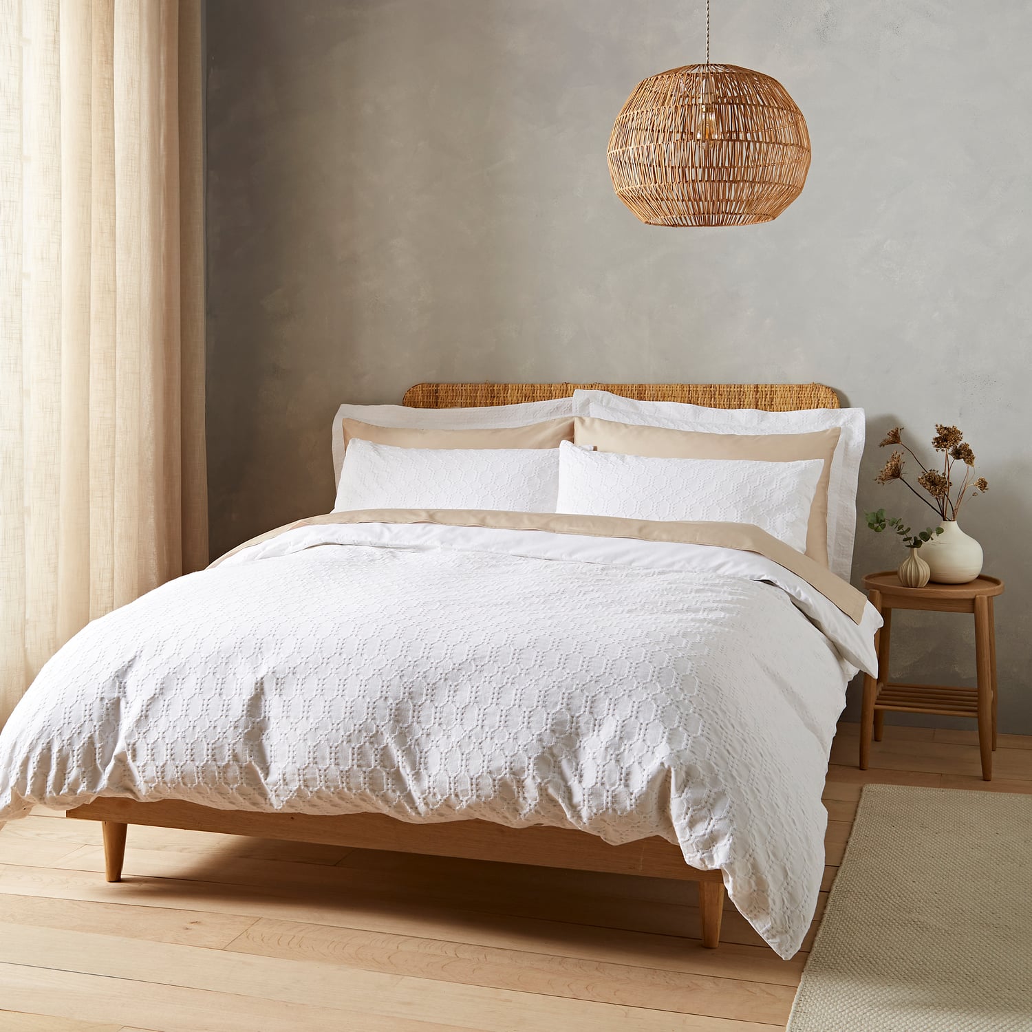 Bianca Fine Linens Waffle Cotton Circle Duvet Cover Set