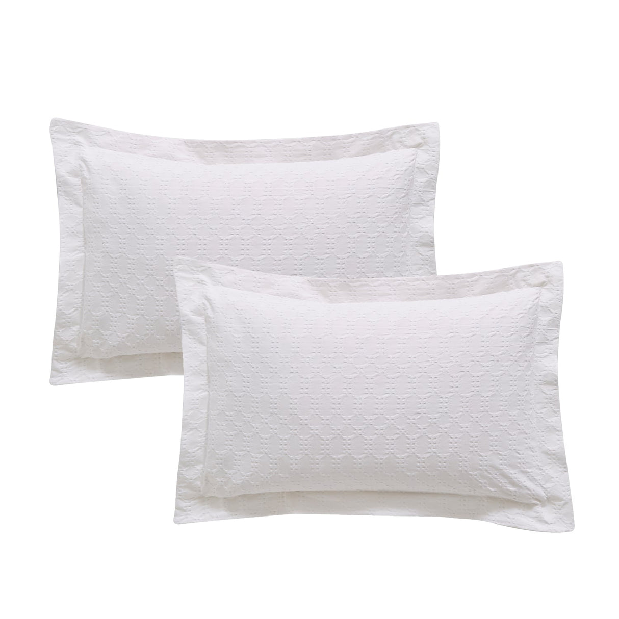 Bianca Fine Linens Waffle Cotton Circle Pillowcases - Waffle Cotton Circle Oxford Pillowcase Pair White
