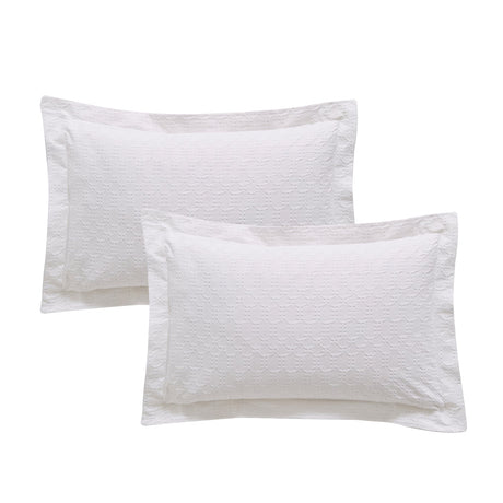 Bianca Fine Linens Waffle Cotton Circle Pillowcases - Waffle Cotton Circle Oxford Pillowcase Pair White