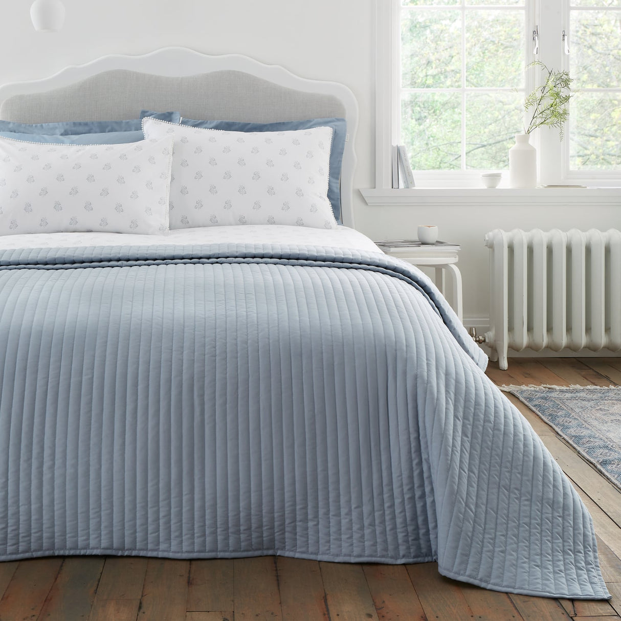 Bianca Fine Linens Quilted Lines Bedspread - Quilted Lines Bedspread Blue