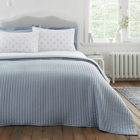 Bianca Fine Linens Quilted Lines Bedspread - Quilted Lines Bedspread Blue