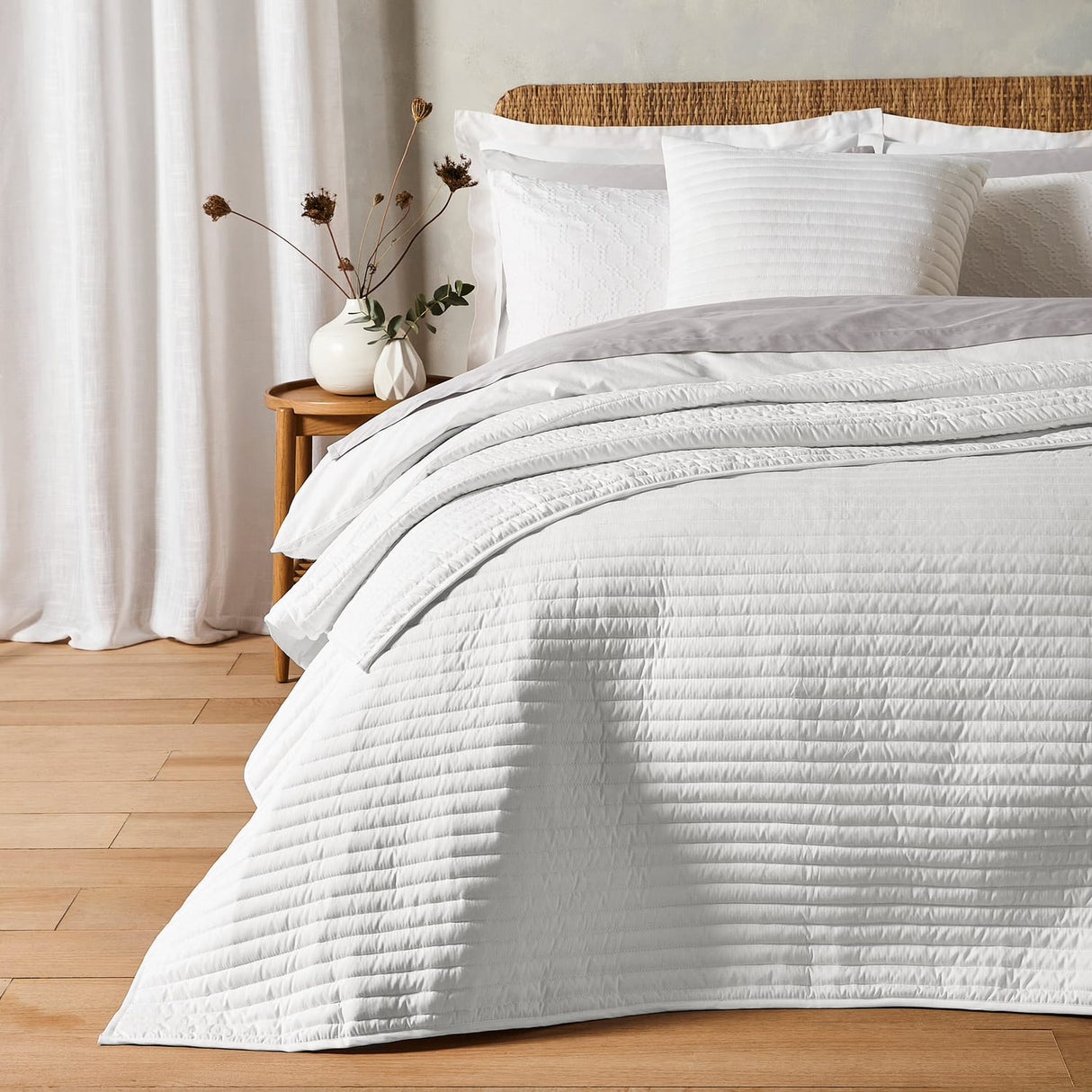 Bianca Fine Linens Quilted Lines Bedspread - Quilted Lines Bedspread White