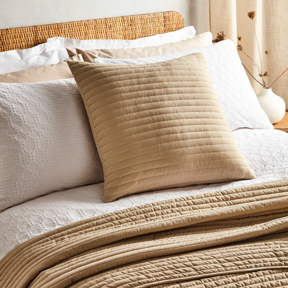 Bianca Quilted Lines Filled Cushion 55cm x 55cm